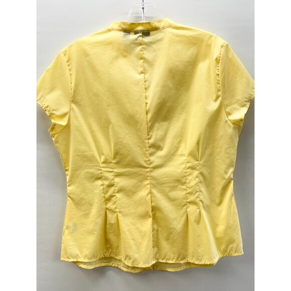 A New Approach ANA Women's Petite Size PL Yellow Button-Up Short-Sleeve Blouse - Picture 3 of 6